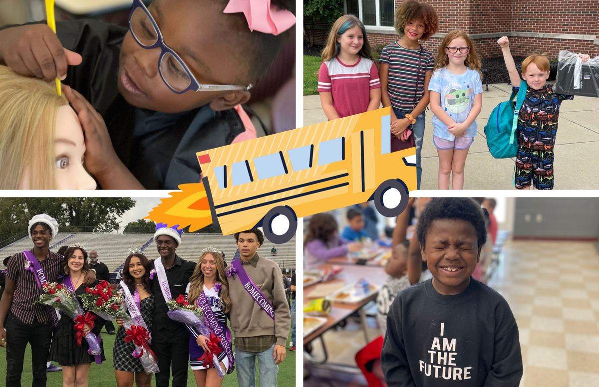 Photo collage of happy school-aged children